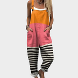 Lidia | Comfortable Strappy Colour Block Jumpsuit with Stripes