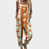 Paula | Cozy Orange Geometric Print Overalls