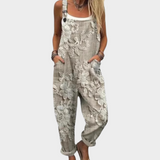 Natalia | Cozy Grey Printed Strap Jumpsuit