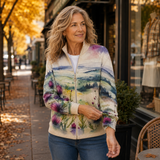 Zelda™ | Thistle Landscape Zip-Up Cardigan