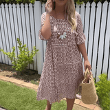 ZORA | Short Sleeve Midi Dress in Sand