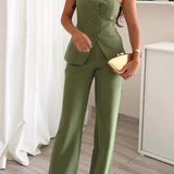 BRIA - Sleeveless Two-Piece Set Featuring Button Details
