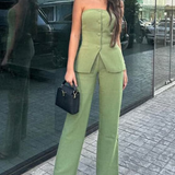 BRIA - Sleeveless Two-Piece Set Featuring Button Details