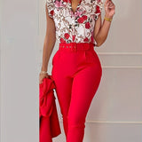 Florabel - Chic Ruffled Sleeve Ensemble
