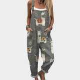 Andrea | Cozy Grey Strap Printed Jumpsuit