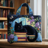 Handcrafted Quilted Tote - Black Cat Design