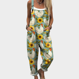 Alba | Cozy Sunflower Print Strappy Jumpsuit