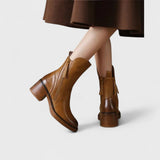 Garciel - Stylish Leather Ankle Booties