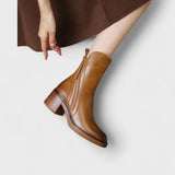 Garciel - Stylish Leather Ankle Booties