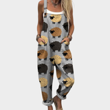 Sara | Cozy Animal Print Strappy Jumpsuit