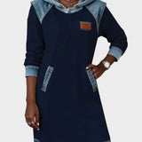 Raymonde - Denim-Effect Hooded Sweat Dress
