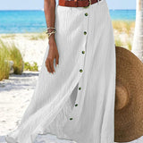 Syndy - Button-Detail Flowing Skirt