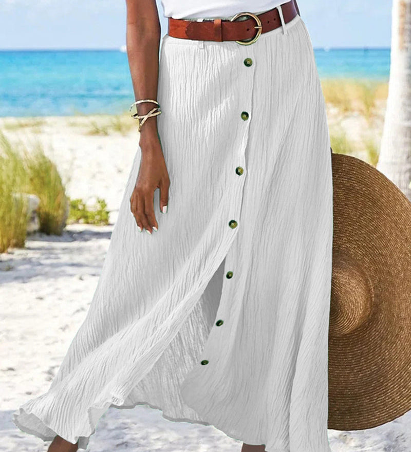 Syndy - Button-Detail Flowing Skirt