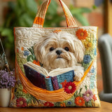 Shih Tzu Artisan Tote - Perfect for Book Lovers and Flower Enthusiasts