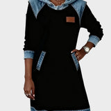 Raymonde - Denim-Effect Hooded Sweat Dress