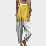 Natalia | Comfortable Bi-Colour Polka Dot Dungarees