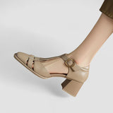 Scarlett – T-Strap Block Heels with Orthopaedic Support