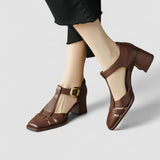 Elyxiana | T-Strap Orthopedic Block Heels
