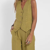 Aira - Buttoned Gilet and Wide-Leg Trouser Set