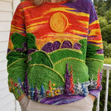 Ravella | Relaxed-Fit Sweater with Sunburst Landscape Print