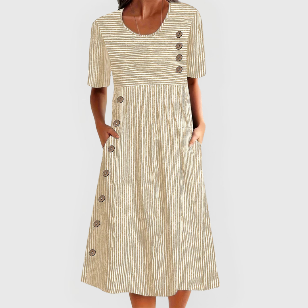 JARNA | Striped Mid-Length Dress