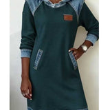 Raymonde - Denim-Effect Hooded Sweat Dress