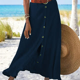 Syndy - Button-Detail Flowing Skirt