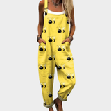 Nelia | Cozy Bee Patterned Strap Jumpsuit