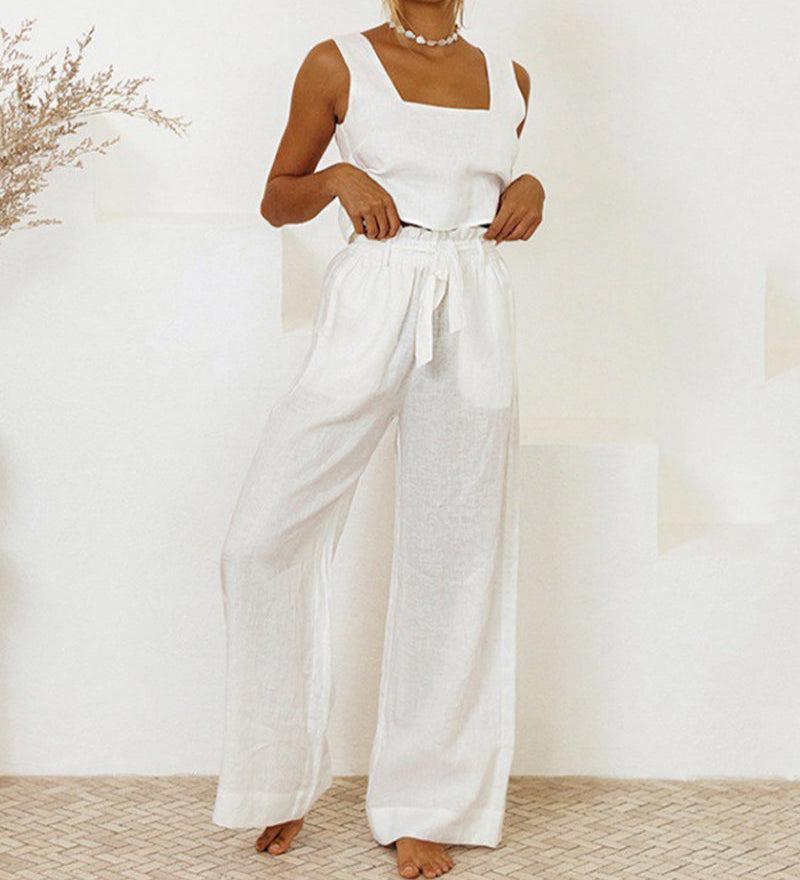 Megan - Sleek Minimalist Top with Flared Trousers