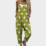 Patricia | Stylish Green Strappy Jumpsuit with Fun Print