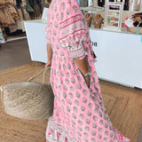 MANA | ELEGANT V-NECK MIDI DRESS WITH FLORAL PRINT