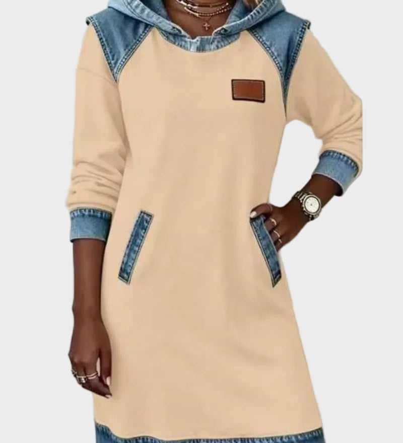 Raymonde - Denim-Effect Hooded Sweat Dress