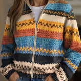 Yseult™ | Multicolor Zigzag Knit Cardigan