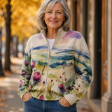 Zelda™ | Thistle Landscape Zip-Up Cardigan