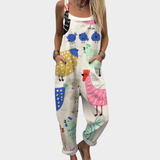 Esther | Stylish Printed Jumpsuit with Colorful Bird Straps for Ultimate Comfort