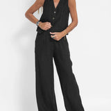Aira - Buttoned Gilet and Wide-Leg Trouser Set