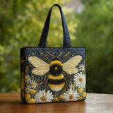 Handcrafted Quilted Tote - Daisy and Starry Bee Design