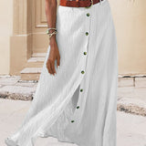 Syndy - Button-Detail Flowing Skirt