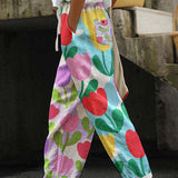 Colorful Patterned Flowing Pants for Women