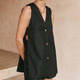 Fiona - Button-Detail Sleeveless Ensemble