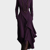 Léontine - Knit Asymmetrical Maxi Dress with Roll Neck