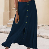 Syndy - Button-Detail Flowing Skirt
