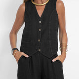 Aira - Buttoned Gilet and Wide-Leg Trouser Set