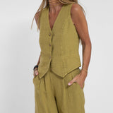 Aira - Buttoned Gilet and Wide-Leg Trouser Set