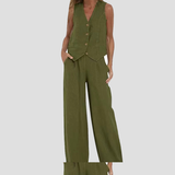 Aira - Buttoned Gilet and Wide-Leg Trouser Set