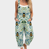 Inés | Comfortable Tropical Print Strappy Jumpsuit with Bee Design