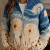 Yolanda™ Dandelion Meadow Quilted Zip-Up Cardigan