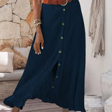 Syndy - Button-Detail Flowing Skirt