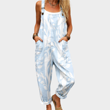 Paula | Cozy Light Blue Printed Strap Jumpsuit