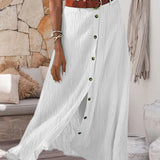 Syndy - Button-Detail Flowing Skirt